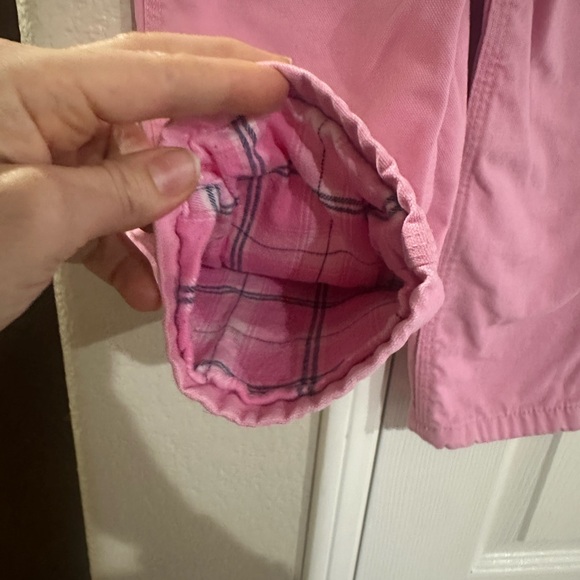 Carhartt pink lined flannel overalls girl denim jean - Picture 2 of 7